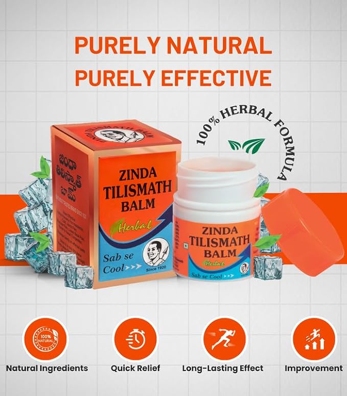 Zinda Tilismath Balm (Pack Of 10) Pain Relief Herbal Ayurvedic Ointment Cream For Body Pains | Muscle Pain Relief | Joint Pain Relief